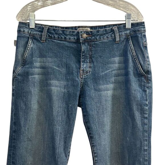 Max Studio Women's Ankle Jeans Size 12 Blue Dark Wash Cuffed Hem - Picture 5 of 15